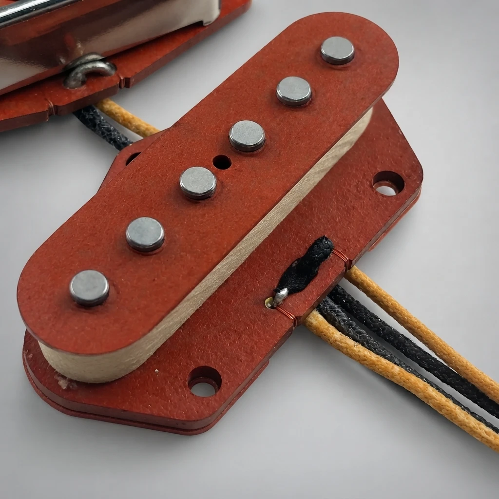 Vintage Red TELE Guitar Pickup Set – Hand-Wound Alnico 5 Neck & Bridge, Chrome Cover, Cloth Wire Upgrade