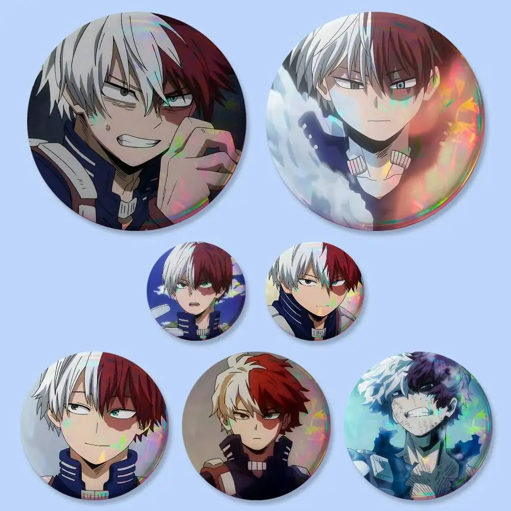 1pc Cartoon Character Shoto Todoroki Badges 25 32 44 58 75 mm Round Cosplay Pin Bag Decor Fans Collect Friends Gifts Brooch Souv