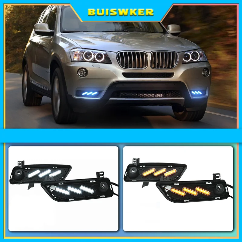 Car Daytime Running Lights Flowing LED DRL 3 Colors Fits forBMW X3 F25 2009 - 2013 Car Styling Daytime Running Lamp