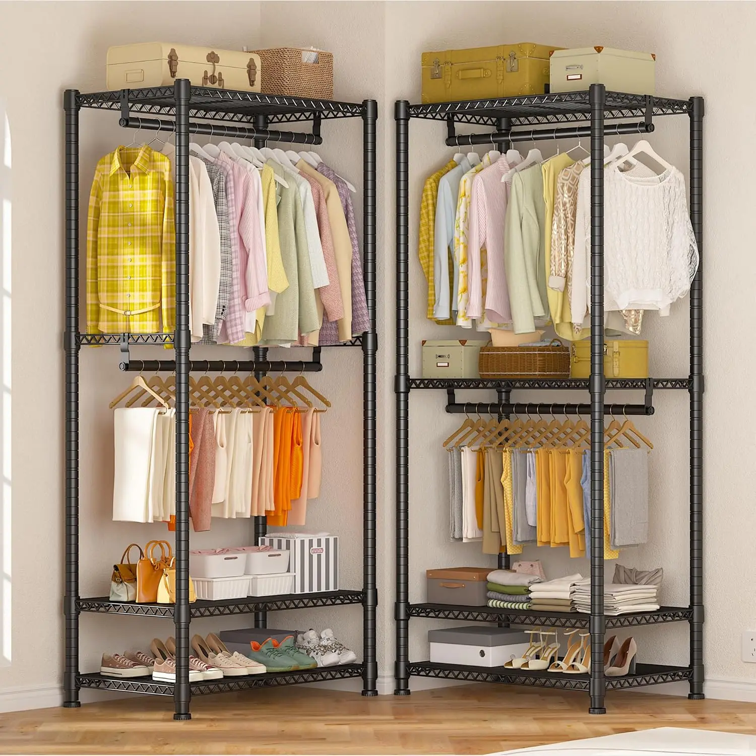 Raybee Clothes Rack Heavy Duty Clothing Rack Load 900Lbs Closet Shelving For Hanging Clothes Metal Garment Rack Portable Space