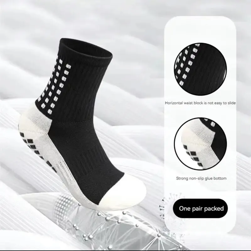 Non-Slip Friction Breathable Mid-Length Cushioning Soccer Socks Thickened Towel Bottom Sweat Anti-Odor Dot Glue Socks