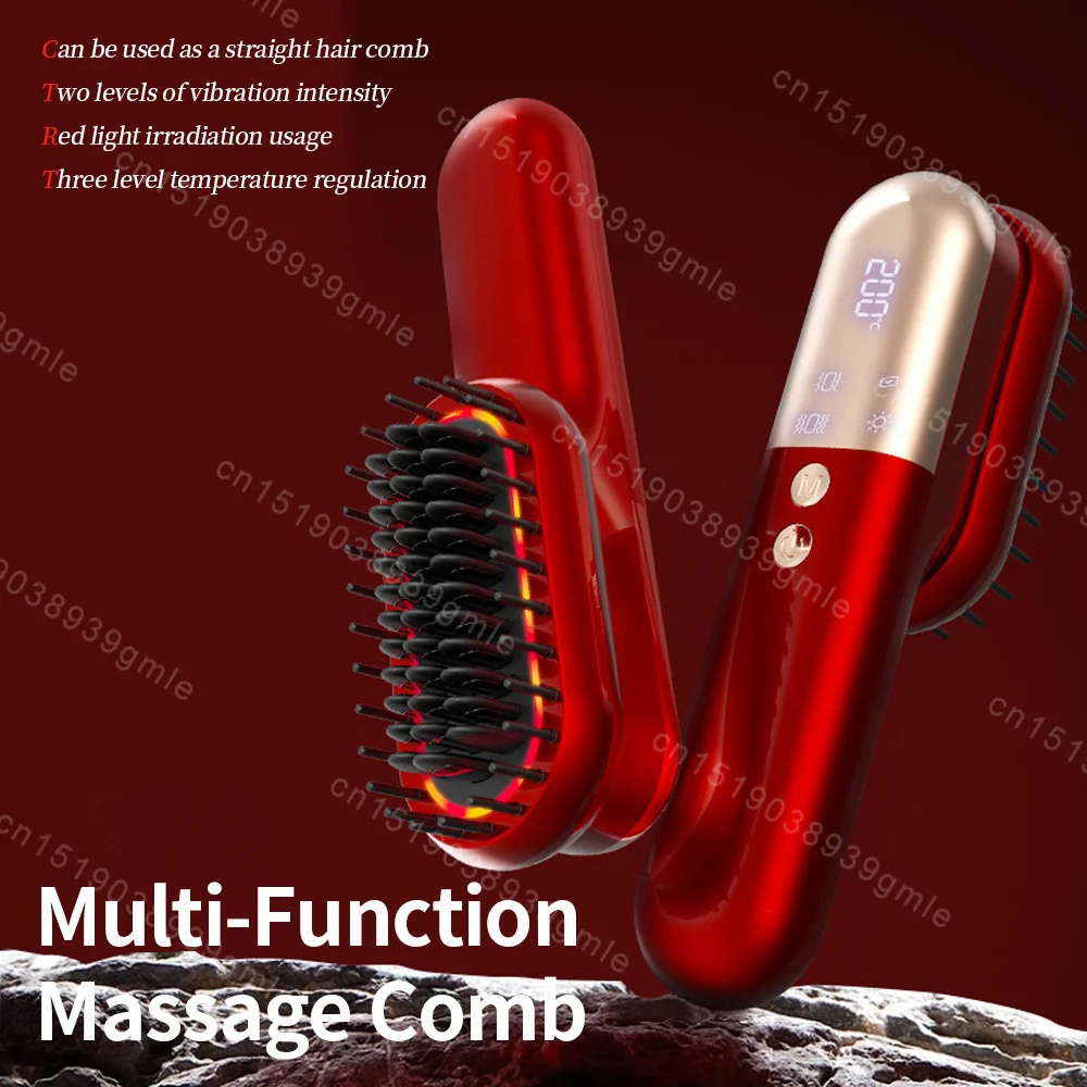

Electric Massage Comb Growth Anti Loss Hair Vibration Red Light Therapy 3 Modes Head Massager Straight Care Smooth Hair