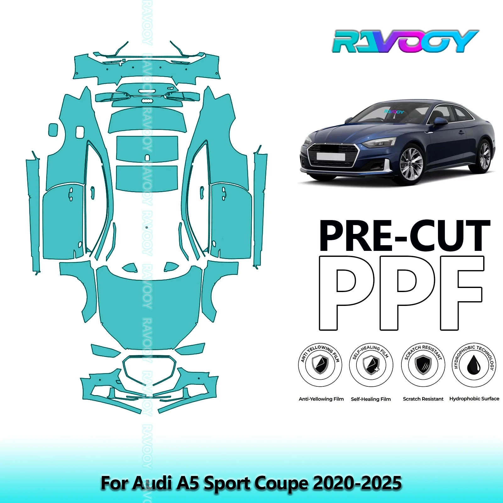 

Full Vehicle Clear Bra Precut PPF Paint Protection Film For Audi A5 Sport Coupe 2020-2025