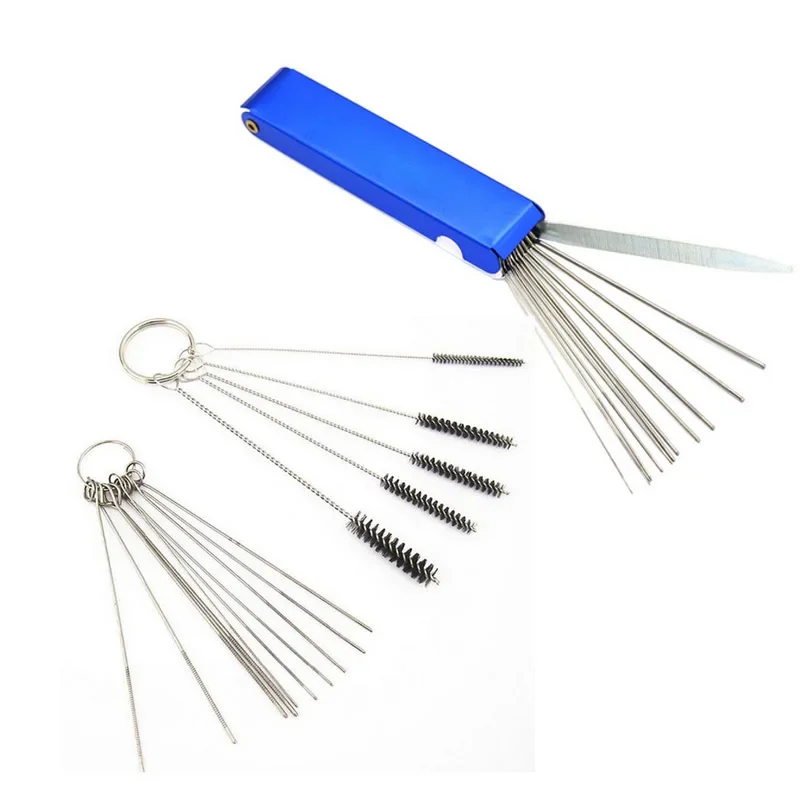 For Car Motorcycle Moped Scooter ATV Carb Jets Wire Cleaner Kits Carburetor Cleaning Tool Carbon Dirt Jet Remove Brushes Needles