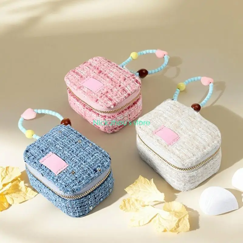 E15E صندوق تخزين مجوهرات أنيق وعملي مع مقبض مثالي لتقديم الهدايا