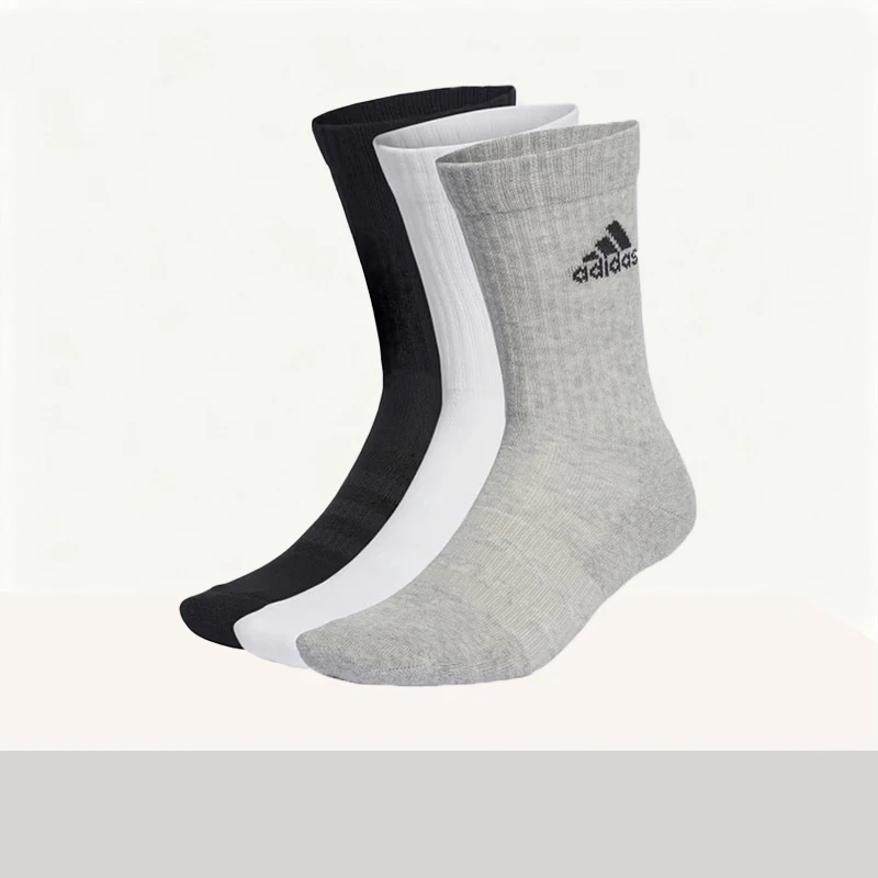 

Adidas Stylish, Minimalist, Comfortable, Moisture-Wicking, Versatile Knee-High Sports Socks – 3-Pack (Black, White, Gray) DZ9392