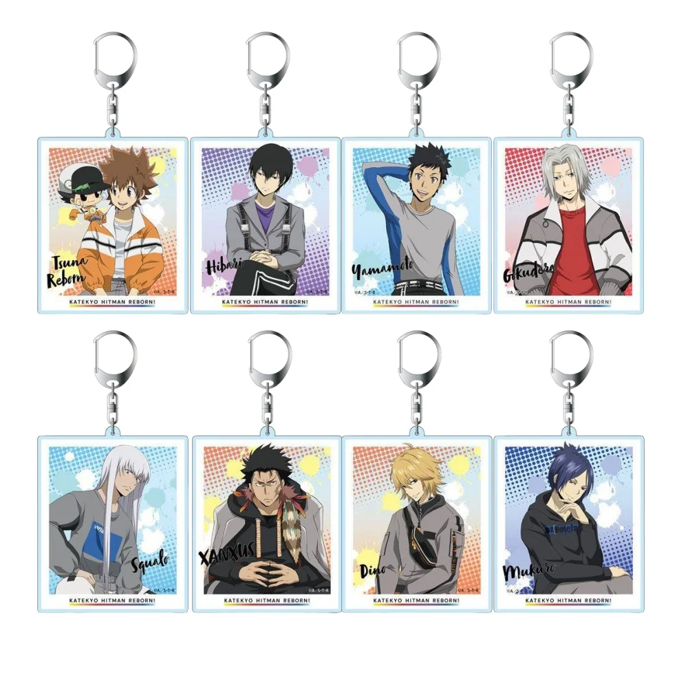 Charm Anime Fans Gifts  Family Teachers  HITMAN REBORN Square Seriesi Sawada Tsunayoshi Chrome Acrylic Keychain Decor About 6cm