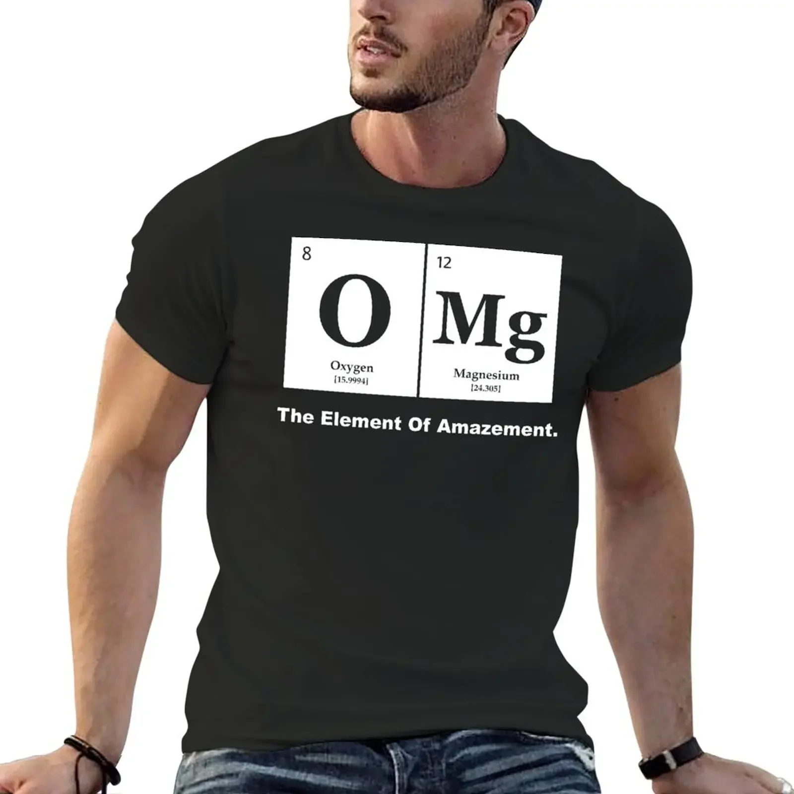 OMG the Element of Amazement, Science Humor T-Shirt oversized plus size tops oversized t shirt men clothes