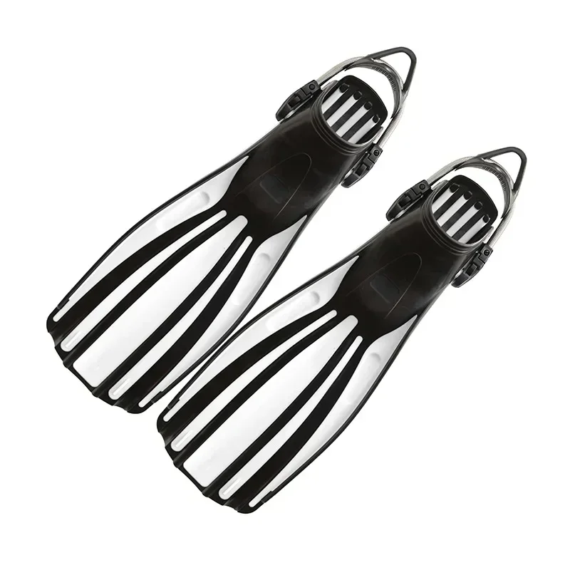 

Equipped with diving boots adjustable spring laces swimming training fins floating diving lungs long fins