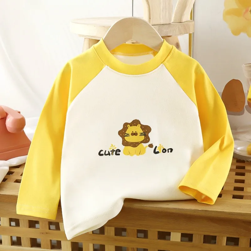 Frühlings- und Herbst-Kinder-Langarm-Baumwoll-T-Shirts mit niedlichem Aufdruck, weiche, dünne Unterziehshirts für Jungen und Mädchen, Alltagskleidung für den Alltag. – Detail 4