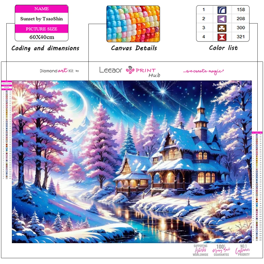 Dreamy Winter Diamond Painting Luminous Igloo Full Round Diamond Mosaic Art Cross Stitch Kit Landscape Home Exquisite Decoration