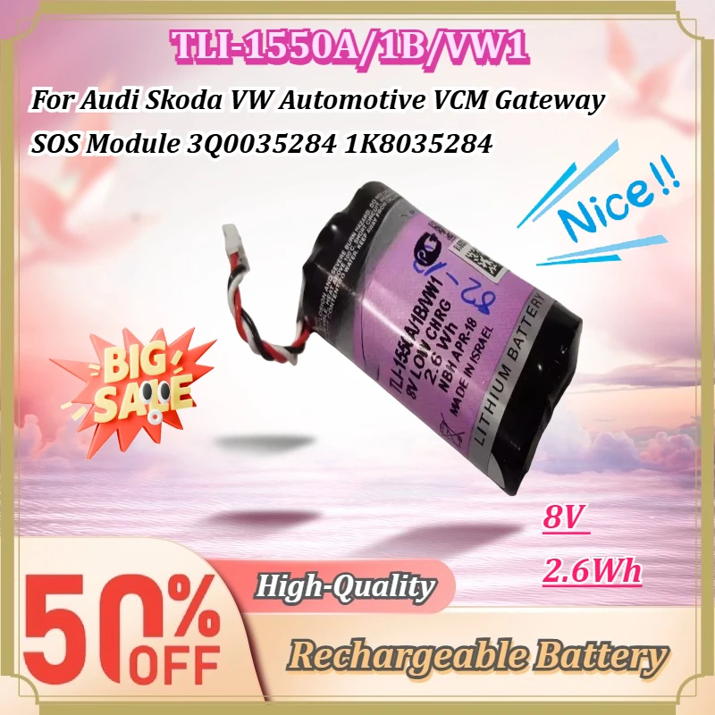 For Audi Skoda VW Automotive VCM Gateway SOS Module TLI-1550A/1B/VW1 8V 2.6Wh Rechargeable Backup Battery 3Q0035284 1K8035284