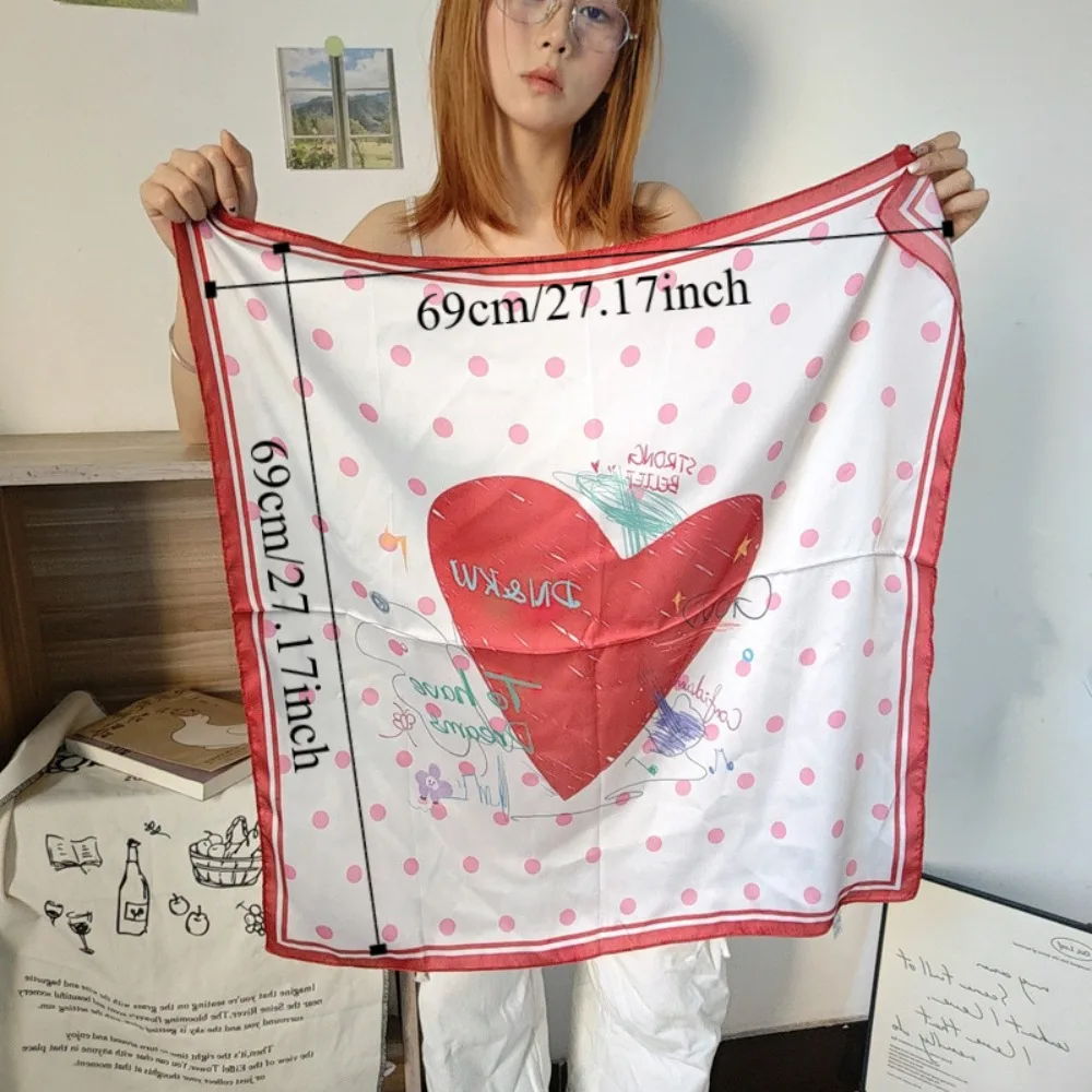 우아한 달콤한 Y2k 프린트 터번 보우 올 매치 프린트 헤드 스카프 가슴 스카프 넥 치프 작은 사각형 스카프 비치