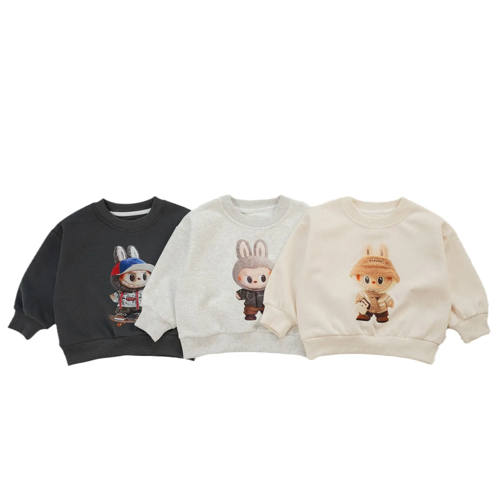 2025 Autumn New Children Long Sleeve Cartoon Sweatshirt Cute Print Boys Girls Casual Pullover Baby Cotton Tops Kids Clothes