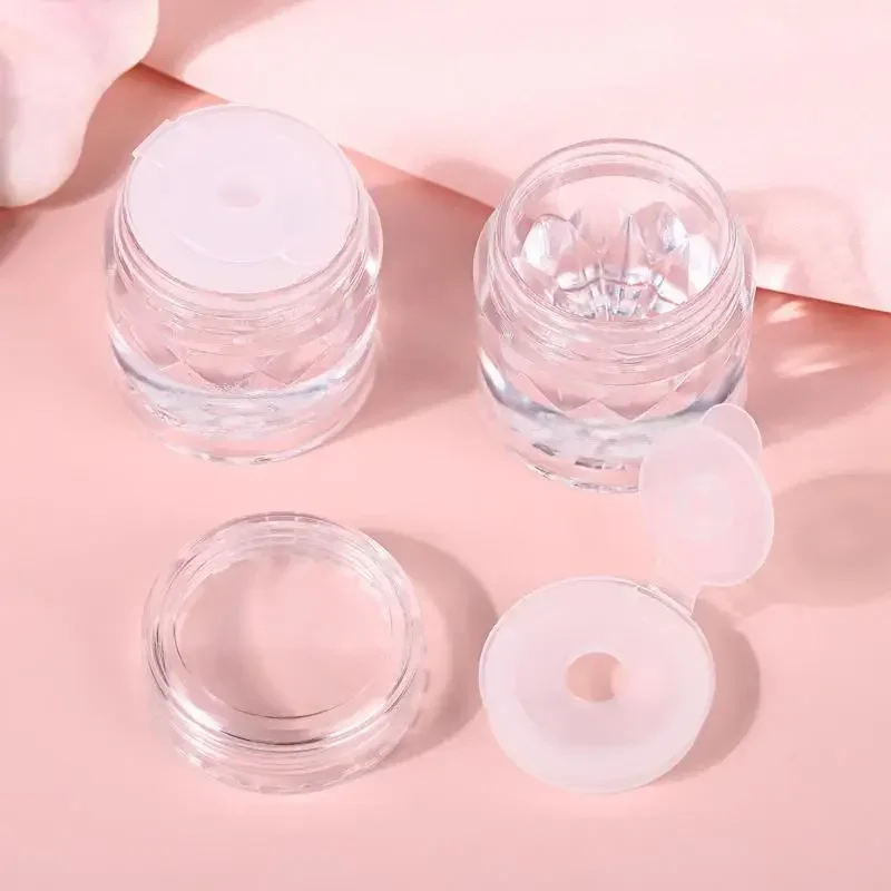 Frascos tamiz vacíos con malla, contenedor de polvo suelto, tapa transparente, botellas rellenables cosméticas Diy, 2/5 Uds.