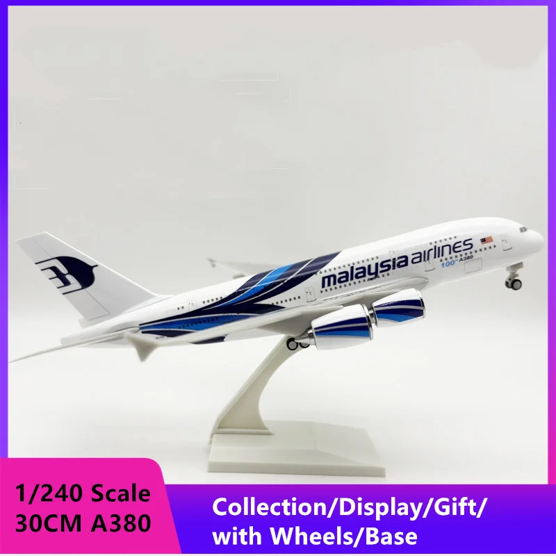 

30cm 1/240 Scale Airbus A380 Model Plane Toy Malaysia Airways Airplane Model Resin Diecast Aircraft Collectible Gift Home Decor