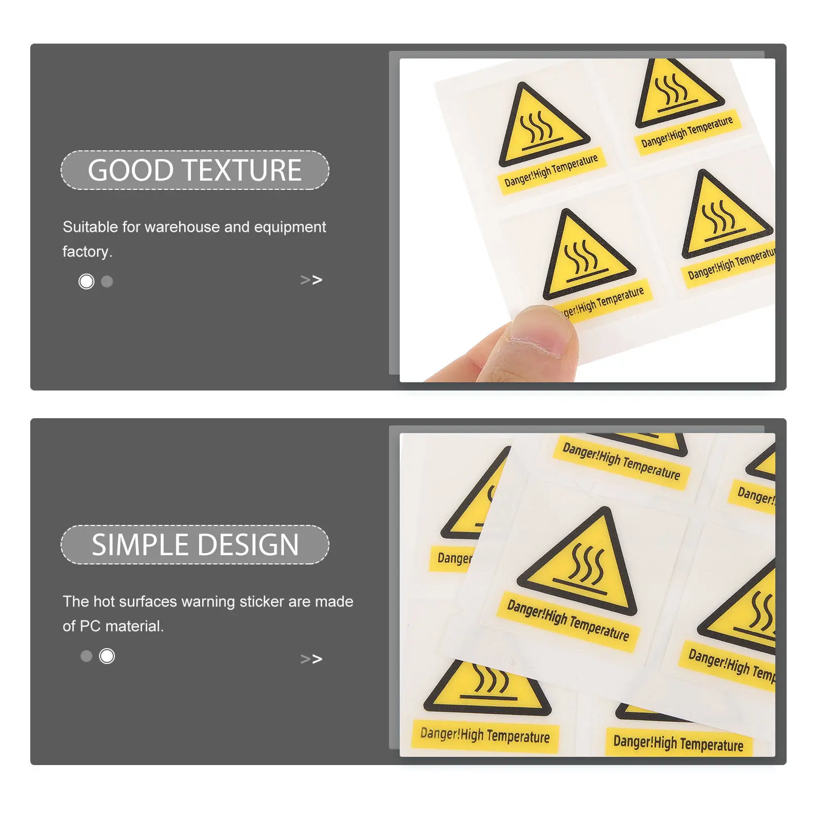 

10 Sheets High Temperature Warning Sticker Strong Adhesive Caution Hot Surface Label Reusable Scald Sign Decal for Factory