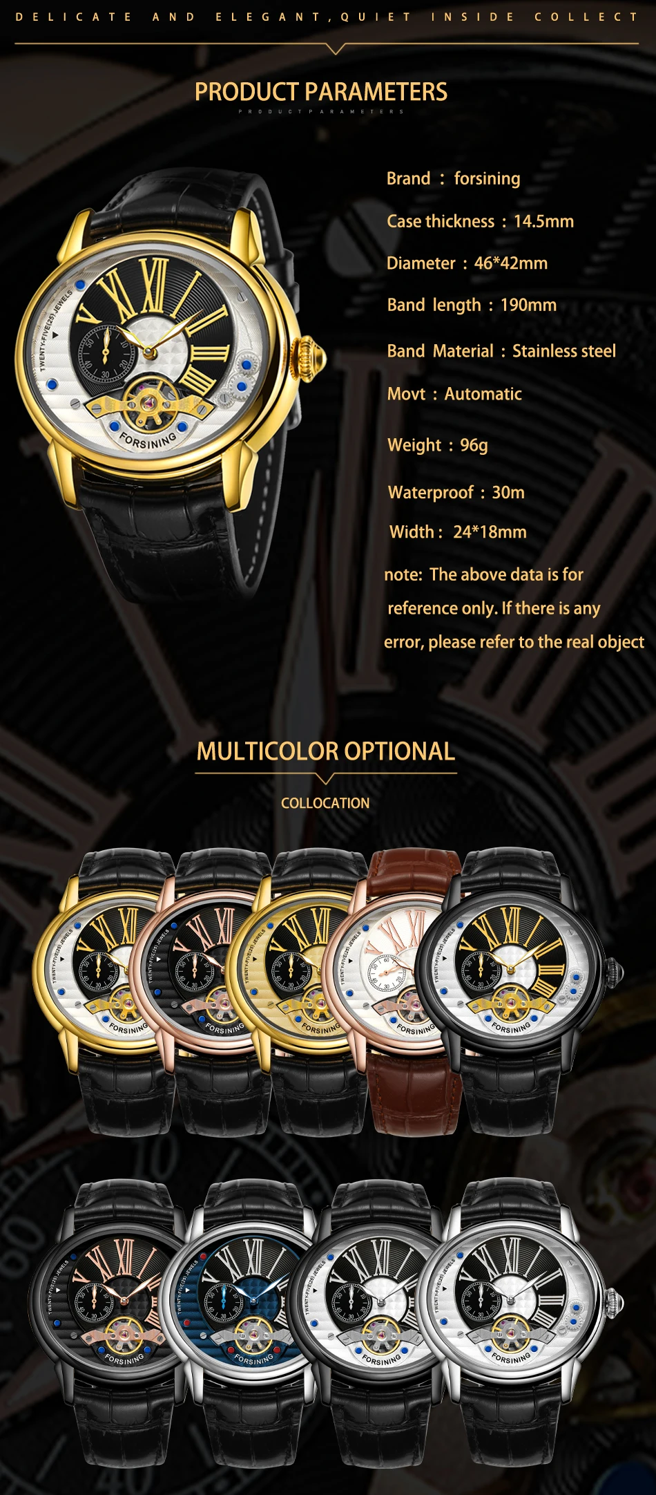 Forsining Top Brand Luxury Oval Tourbillion Fashion Wave Black Golden Clock Roman Scale Men Automatic Mechanical Watches Leather