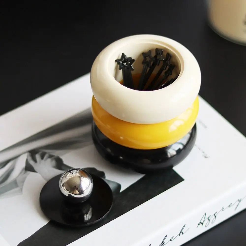 

Desktop Ornament Resin Cotton Swab Box Multi-function Portable Storage Box Dust-proof Exquisite Pen Holder Cosmetics