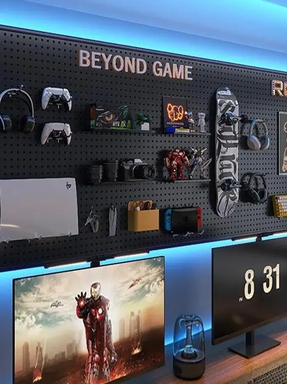 computer-desk-storage-rack-wall-mounted-gaming-room-hole-board-stainless-steel-punching-display-shelf-family-organization-tools