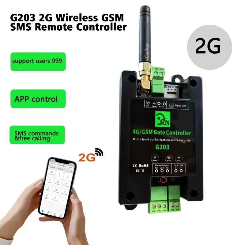 Support Relay Delay Closing Time 0-9999s Mobile Phone Control Door Lock Gsm Gate Controller G203 4G