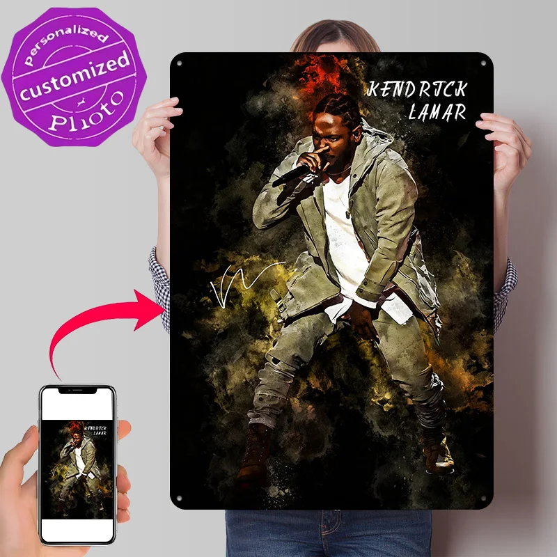 Kendrick Lamar Performing Art 3D Texture Printed Poster Custom Vintage Metal Tin Plate Sign for Wall Art Room Decoration Man