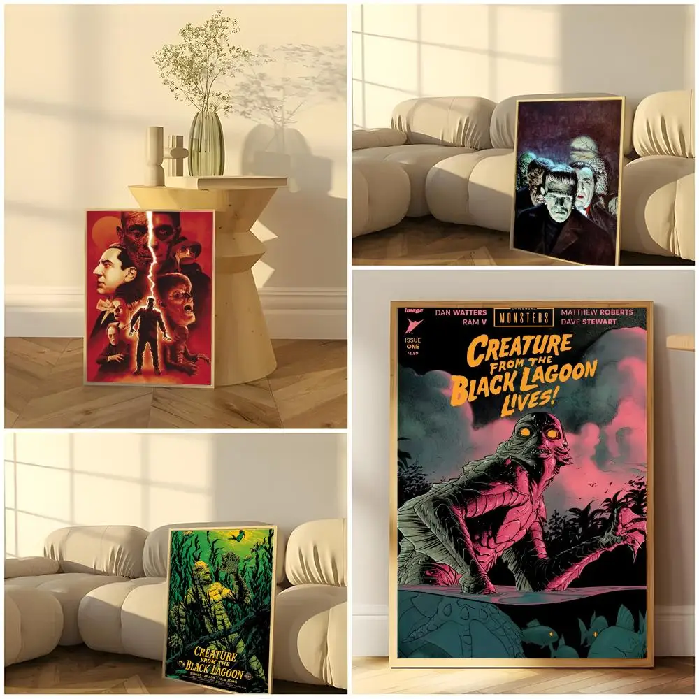 Vintage U-Universal M-Monsters Horror Movie Poster Premium HD Self-Adhesive Wall Decor – Peel & Stick, Residue-Free