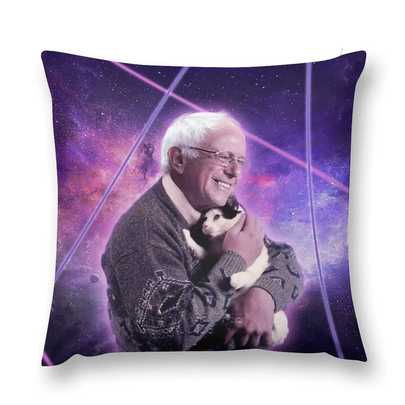 Bernie Sanders Halftone Cat in Space Throw Pillow Pillowcases Cushion Covers Sofa Pillowcases Bed Cushions pillow