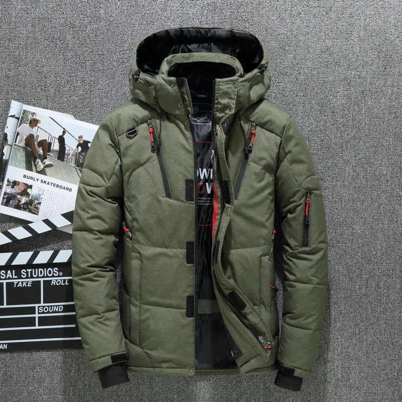 Men Duck Down Jacket Winter Warm Hooded Thick Puffer Jacket Coat Casual High Quality Overcoat Outdoor Streetwear Male Parka