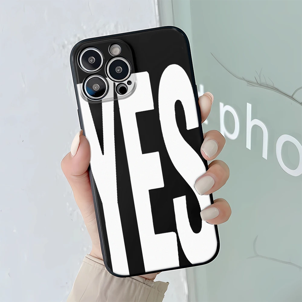 YES Personalized Art Black White Letters Y2K Phone Case For Xiaomi Redmi Note 14 13 12 12S Pro Plus 5G Soft Silicone Back Cover