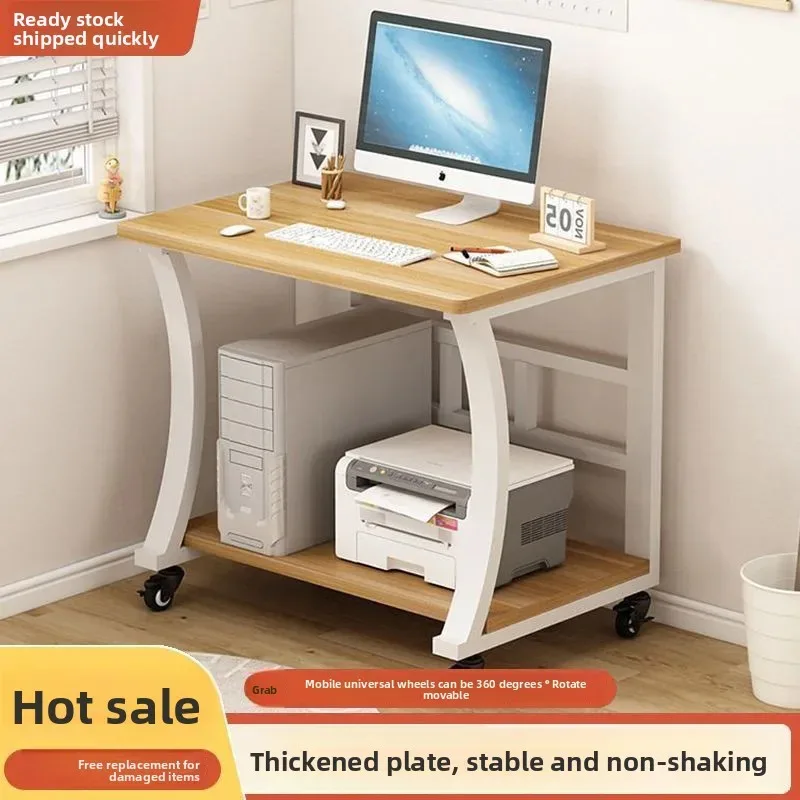 Small Apartment Computer Desk Home Desktop Bedroom Mini Study Table Single Mobile Simple Double-Layer Table for Compact Spaces