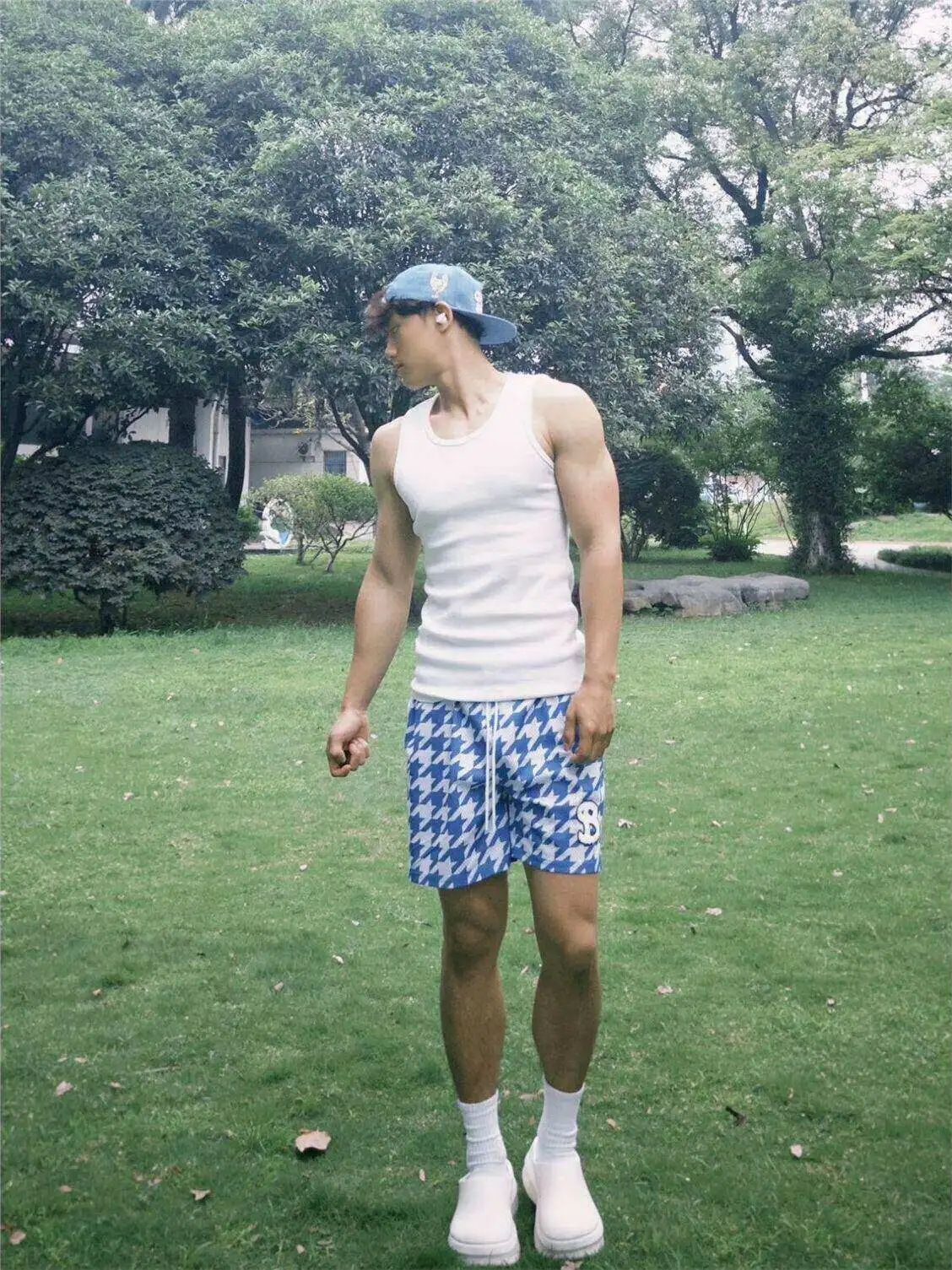 

American Sle Fitn Men's ort Pants Breathable Qui Dry Knee High Plaid Patterned Four Sectional Tee Sectional orts