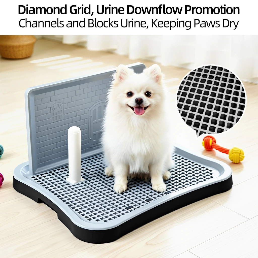 Hundetoilette mit Schutzgitter, Einfache Reinigung, Indoor-Hundeklo mit Abnehmbarer Halterung für Kaninchenkäfige, Kätzchen und Hauskatzen – Detail 6