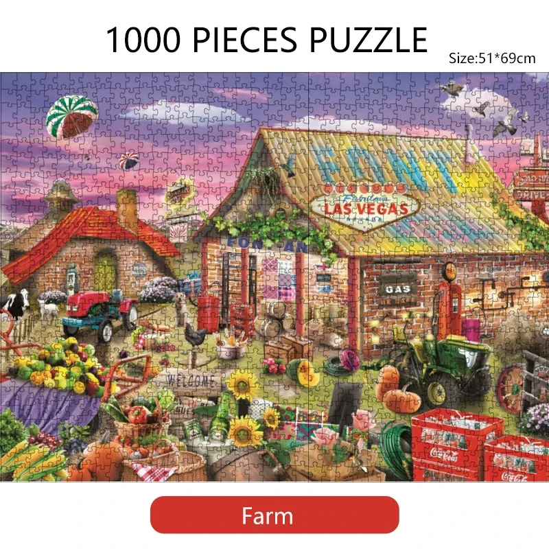 

69*51cm Paper Jigsaw Puzzle 1000 Pieces Farm Landscape Painting Educational Entertainment Adult Children Toys Christmas Gift