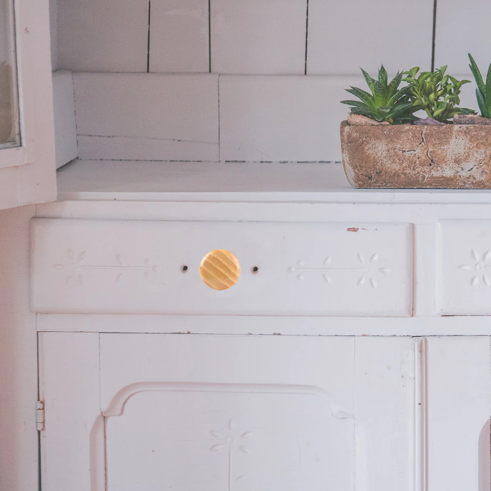 

4pcs Solid Wood Handle Kitchen Cabinets Furniture Wardrobe Door Handles for Drawers Self Tapping Round Knobs Wood Drawer Pulls