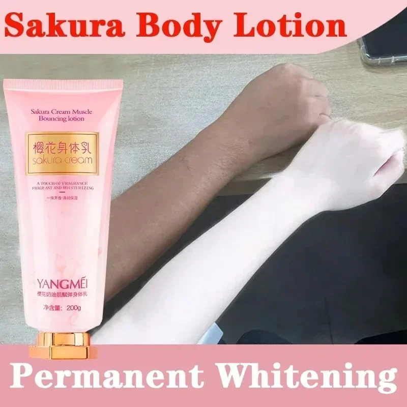 Japan Sakura Whitening Body Lotion 200g Niacinamide Lotion Moisturizing Brightening Skin Lightening Cream for Dark Skin