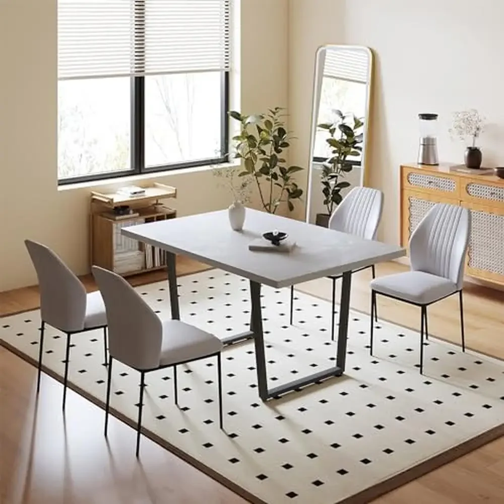 Modern 5-Piece Dining Set Stylish Table with PU Leather Chairs Sturdy U-Shaped Legs Easy Assembly & Cleaning