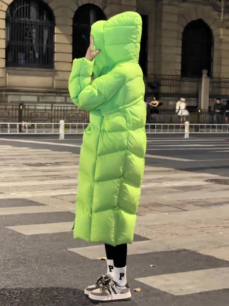 Faionable largo een abajo Jaet mujer suelta blanca Du pluma Thiened ropa de abrigo cálida viaje de invierno Sle versión coreana