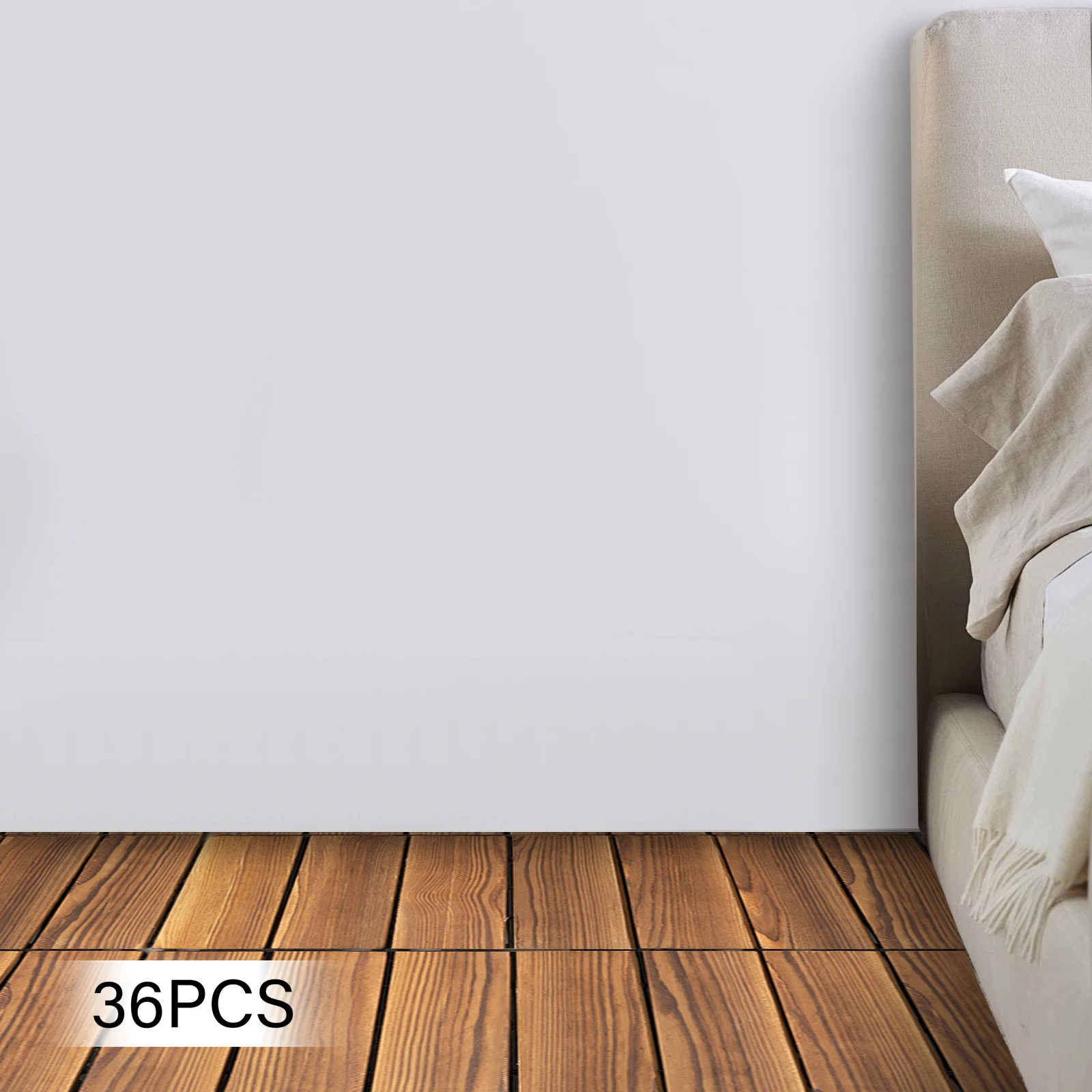 36 Pack Hardwood Interlocking Patio Deck Tiles, Wood Interlocking Flooring Tiles,12" × 12" Interlocking Patio Tiles