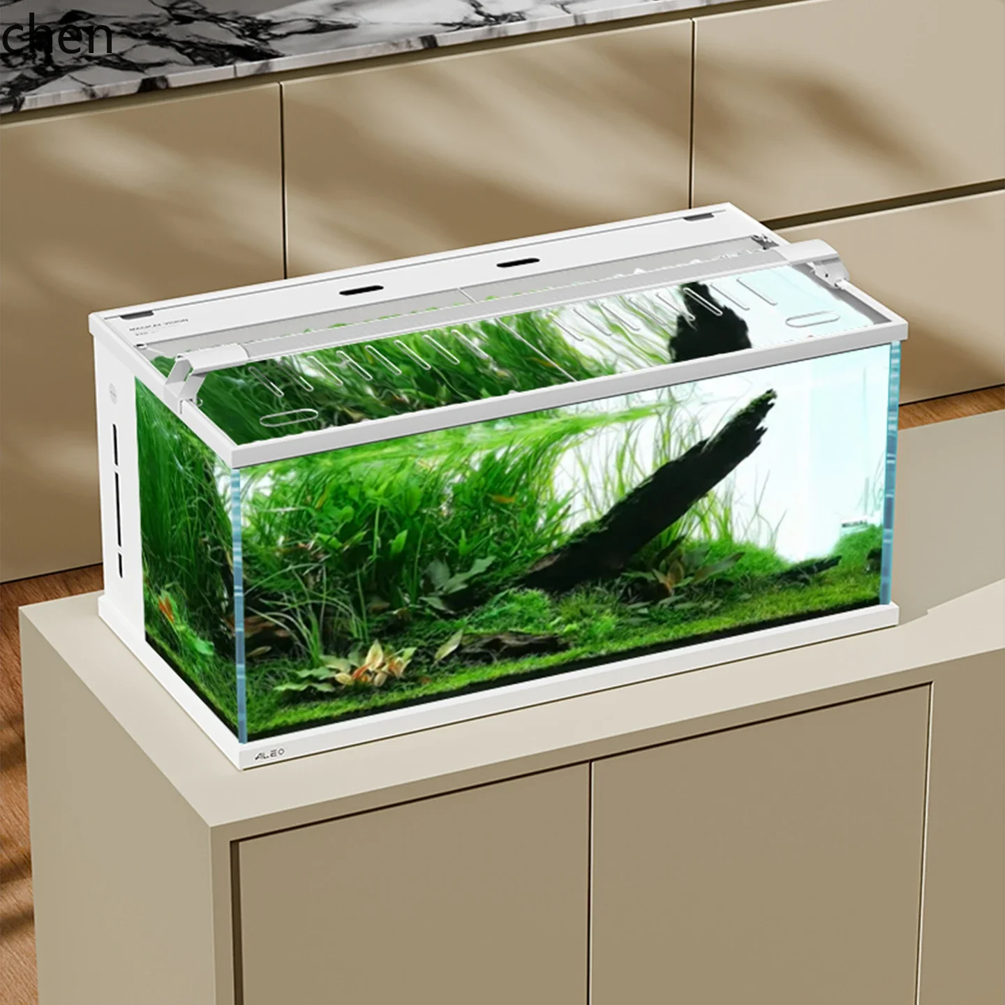 Back Filter Integrated Oxygen Fish Tank Double Pump Double Water Outlet Living Room Desktop Square Tank Glass Fish TankN2