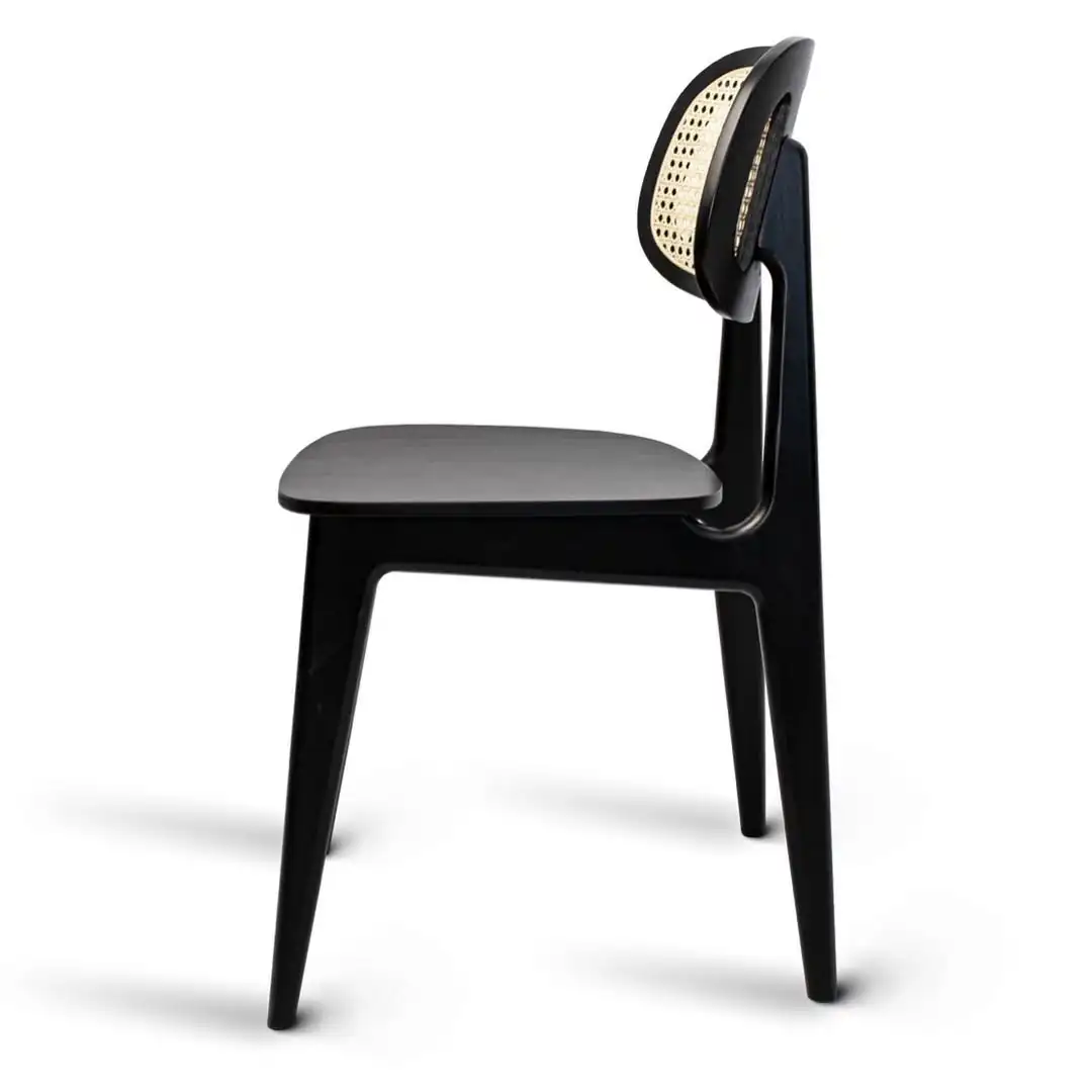 Sedia da pranzo in rattan in legno massello sedia con schienale semplice e moderna per la casa