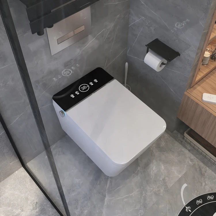 مرحاض دافق سهل التنظيف، حمام معلق ذكي، مرحاض سيراميك ذكي مثبت على الحائط