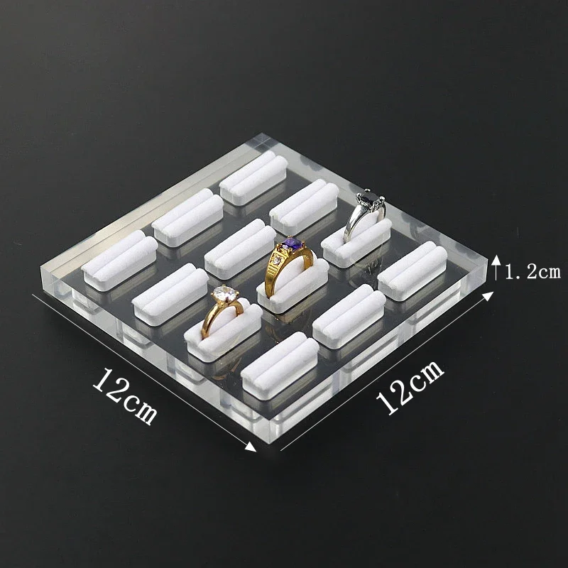 Clear Acrylic Jewelry Ring Display Stand Holder Store Jewellry Finger Ring Storage Organizer Riser Dresser Top Support Showcase