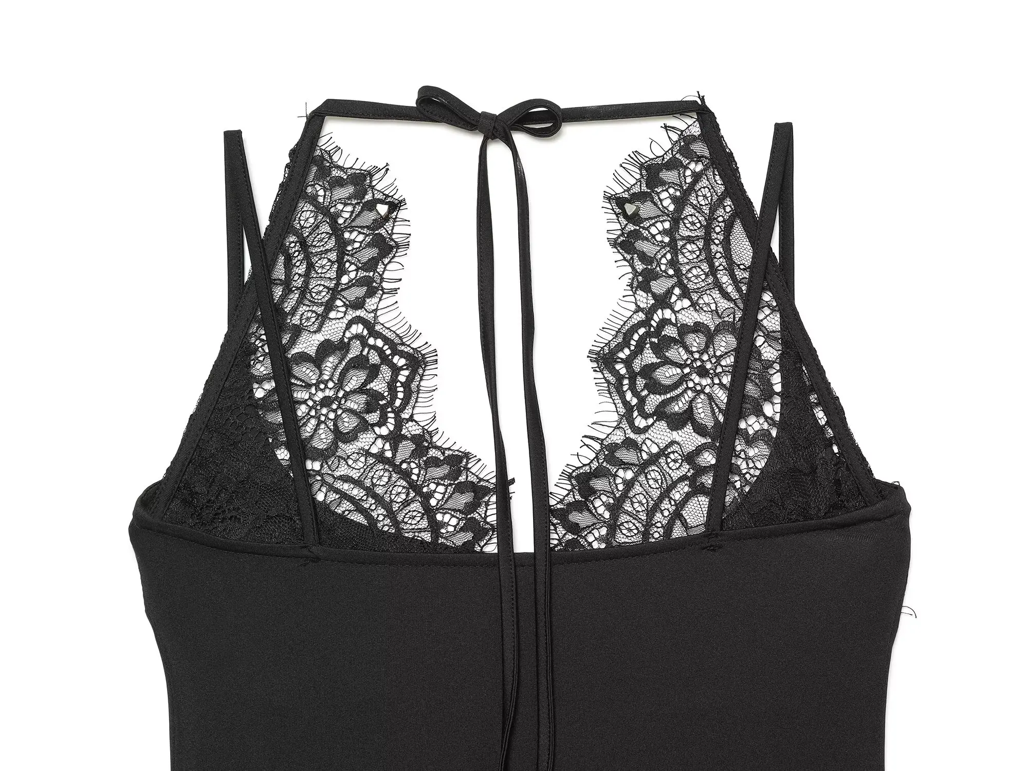 TFMLN Damen Neckholder-Top mit Spitzenbesatz, schickes ärmelloses Cami-Top, Sommer, neu, einfarbig, sexy, schlankmachend, für Ausgeh-Looks, lässige Damenbekleidung – Detail 8