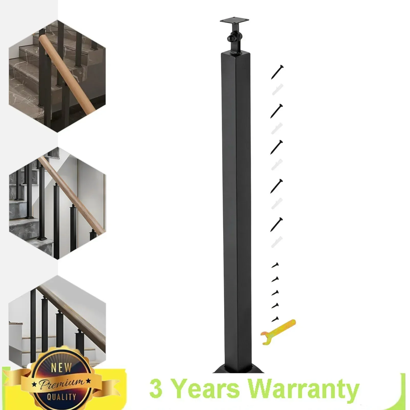 29.53in Adjustable Design Stair Balusters Post with 220.5 Lbs Weight Capacity, 1pc Fence Black Handrail for Porches,Lofts,decks