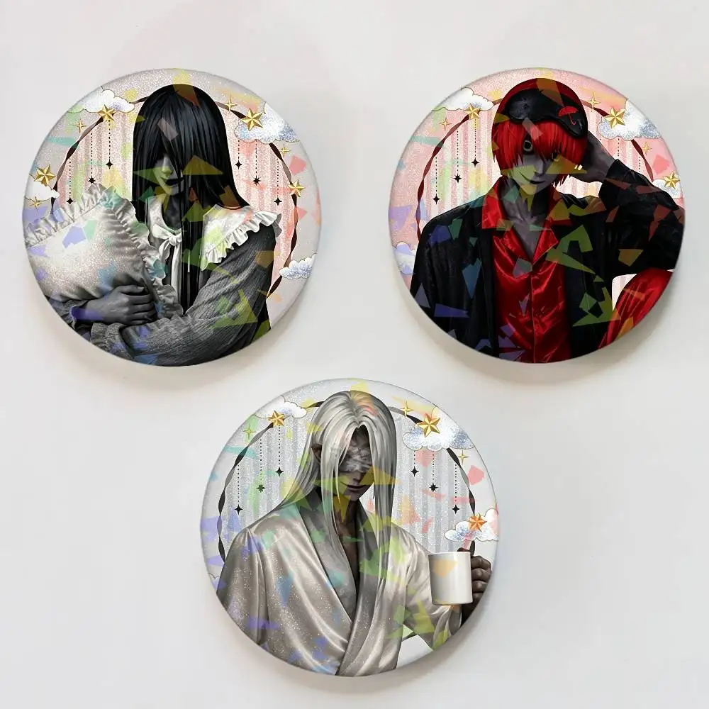 Horror Game Homicipher Round Badge Lapel Pins for Backpacks Briefcase Laser Brooch Clothes Gifts