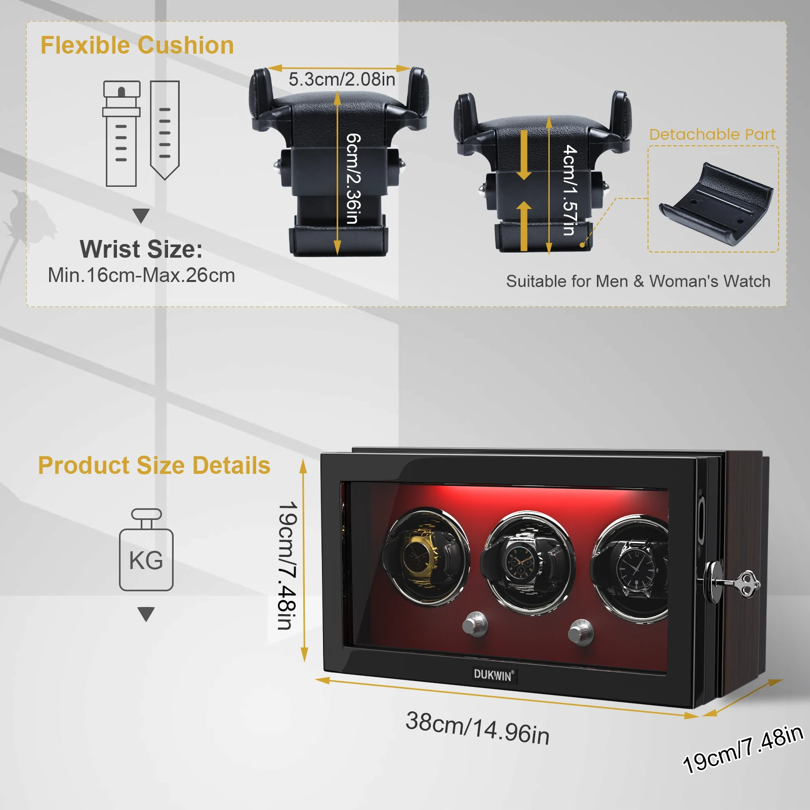 3 ملفاف ساعة للساعات الأوتوماتيكية مع مصدر طاقة مزدوج ومحرك Mabuchi هادئ