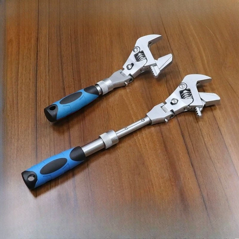 

Universal Quick Wrench Ratchet With Adjustable Head And Large Opening Telescopic Bathroom Car Maintenance Tool