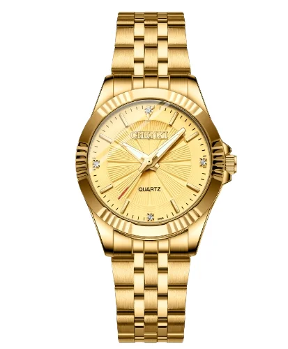 Hot selling 2024 new couple's gold business watch set with diamonds Shipped within 48 hours