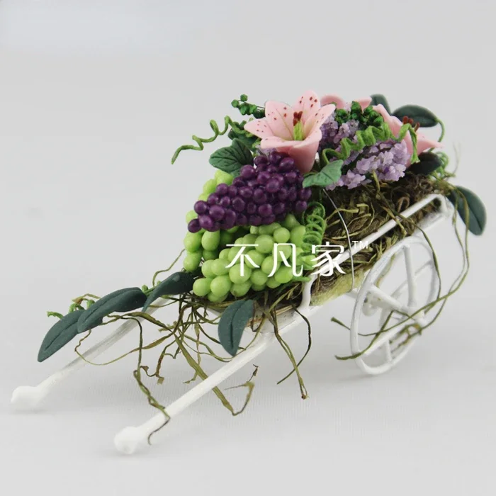 Dollhouse Miniature Fruit Flower Pot Mini Imitation Flower Miniature Flower Accessories Model Toys for Doll House Decoration